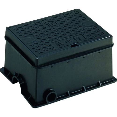 ■SANEI 散水栓ボックス 床面用 底板なし 黒〔品番:R819D〕【1665905:0】[店頭受取不可]