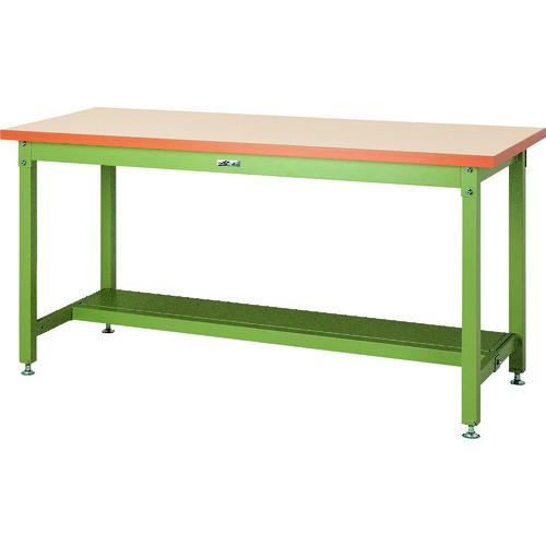 ■ヤマテック 重量作業台 ワークテーブル スーパータイプ 半面棚板付 W1800×D900×H900mm アイボリー/ヤマテックグリーン〔品番:SSMH1890TIG〕【1779955:0】[法人・事業所限定][外直送元][店頭受取不可]