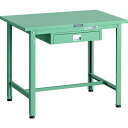 ■TRUSCO 軽荷重作業台(300kg)AE型 900X600XH740 薄型1段引出し付 グリーン色〔品番:SAE0960UDC1〕【1833836:0】[...