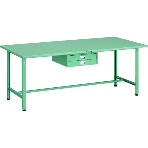 ■TRUSCO 軽荷重作業台(300kg)AE型 1800X900XH740 薄型2段引出し付 グリーン色〔品番:SAE1809UDC2〕【1833845:0】[法人・事業所限定][直送元][店頭受取不可]