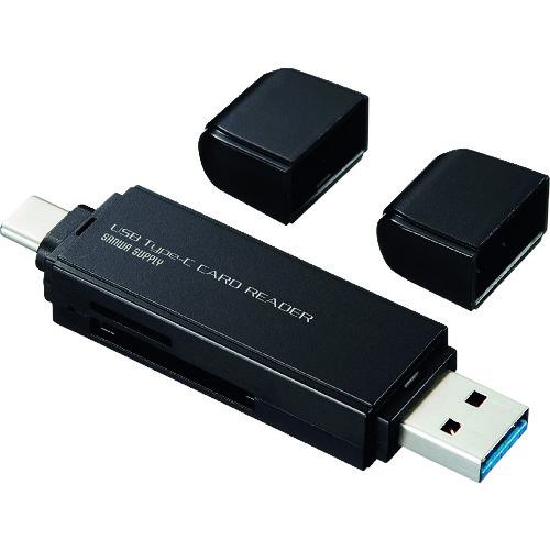 《メーカー》サンワサプライ（株）《品番》ADR-3TCMS6BK《特長》●TYPE-CとUSB Aの両方で使えるカードリーダーです。●USB Type-CコネクタとUSB Aコネクタを搭載していて、PC以外にもType-C対応のスマートフォン・タブレットでも使用できます。 ●キャップ2個付きで両側のコネクタを埃などから守ります。●最新規格USBTypeCコネクタ採用のカードリーダーです。●USB3.1gen1（5gbps）（理論値）の転送速度に対応しています。●表裏どちらでも挿入できる便利なコネクタです。●SDXCメモリカード（UHS-1）256gB対応です。●電源不要のバスパワータイプです。《用途》《仕様》●インターフェース:USBVer.3.1gen1準拠（USBVer.3.0/2.0上位互換）《仕様2》●スロット:SDメモリーカードスロット×1microSDカードスロット×1●サイズ(mm):W80×D20×H11.2●重量:約12●消費電流:動作時/200mA(MAX）スタンバイ時/40mA（MAX）●環境条件(結露なきこと):動作時温度・湿度/0℃〜40℃、0％〜80％保管時温度・湿度/0℃〜45℃、0％〜90％《原産国（名称）》中国《材質／仕上》《セット内容／付属品》《注意》●USB3.1 gen1(USB3.0)機器として使用するためにはUSB3.1 gen1(USB3.0)対応のホストアダプタかUSB　TypeC対応ポートを搭載した機器でなくてはなりません。《JANコード》4969887539682《本体質量》0.0gSANWA　TYPE−Cコンパクトカードリーダー〔品番：ADR-3TCMS6BK〕[注番:2019601][本体質量：0.0g]《包装時基本サイズ：90.00×29.00×170.00》〔包装時質量：45.0g〕分類》オフィス・住設用品》OA用品》メモリ☆納期情報：取寄管理コード(009) メーカー直送品【法人限定＝会社名ご記入お願い致します。】