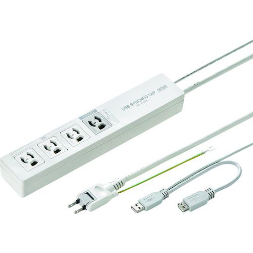 ■SANWA パソコン連動タップ(USB感知式)〔品番:TAPRE34U2〕【2031066:0】[法人・事業所限定][外直送元][店頭受取不可]