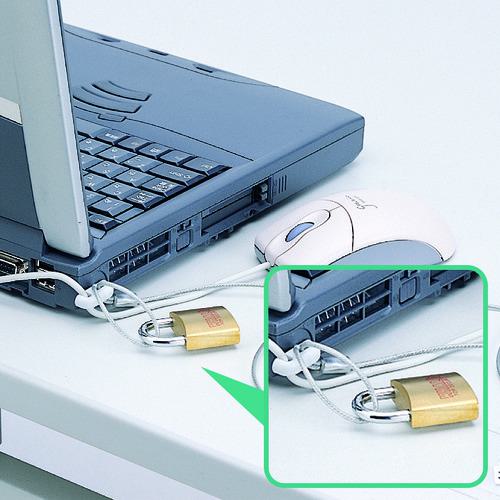 ■SANWA ノートパソコン&マウスセキュリティ〔品番:SL21K〕【2033304:0】[店頭受取不可]