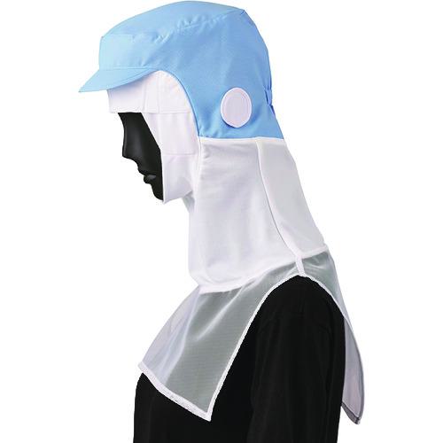 ■サンペックス ロングフード 衛生帽子 サックス S〔品番:FCPU1704K1S〕【2046622:0】[送料別途見積り][..