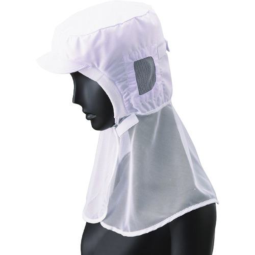 ■サンペックス ロングフード 衛生帽子 ホワイト L〔品番:DC5183L〕【2046628:0】[送料別途見積り][掲外..