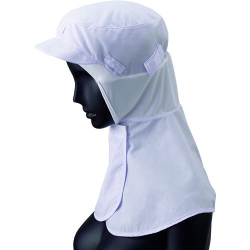 ■サンペックス ロングフード 衛生帽子 ホワイト L〔品番:RN6910L〕【2048214:0】[送料別途見積り][掲外..