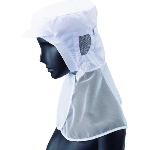 ■サンペックス ロングフード 衛生帽子 ホワイト F〔品番:DC5223〕【2048217:0】[送料別途見積り][掲外..