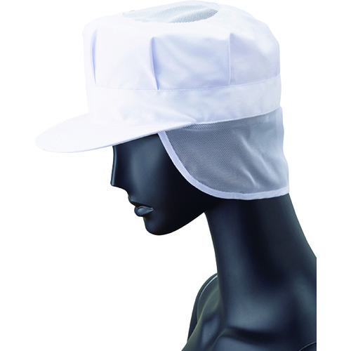■サンペックス 八角帽子 メッシュケープ付き 衛生帽子 ホワイト M〔品番:US2652M〕【2049726:0】[送料..