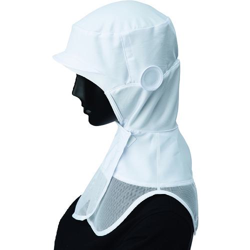 ■サンペックス ロングフード 衛生帽子 ホワイト L〔品番:FCPU1705A9L〕【2049733:0】[送料別途見積り][..