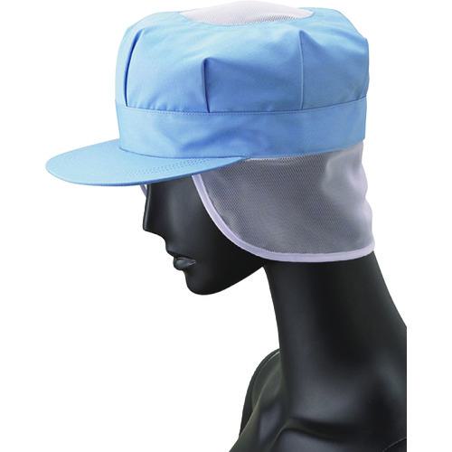 ■サンペックス 八角帽子 メッシュケープ付き 衛生帽子 サックス LL〔品番:US2655LL〕【2049754:0】[送..