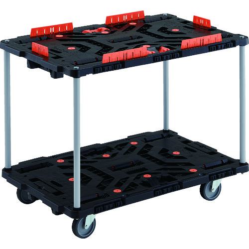 ■TRUSCO 連結式樹脂製2段台車 ビートル 900X600 自在5輪 コボレ止めセット とめたろう付 ハンドルなし〔品番:BT920KJ5E100T〕【2063404:0】[直送DS][店頭受取不可]