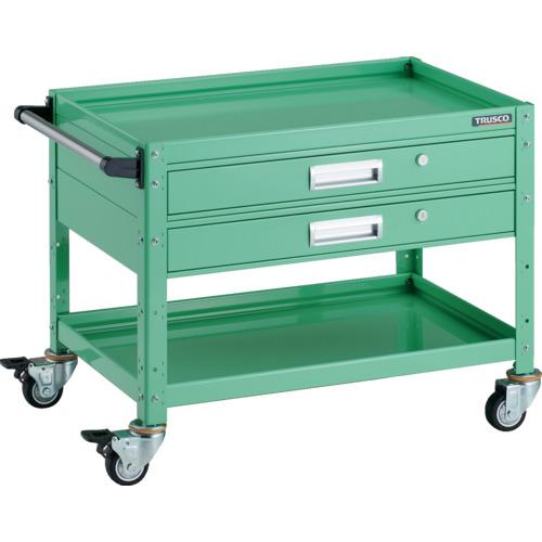 ■TRUSCO ツールワゴン バーディワゴン 750×500 引出2段付 ウレタン車輪 ヤンググリーン〔品番:BDW672V2UYG〕【2064193:0】[直送DS][店頭受取不可]