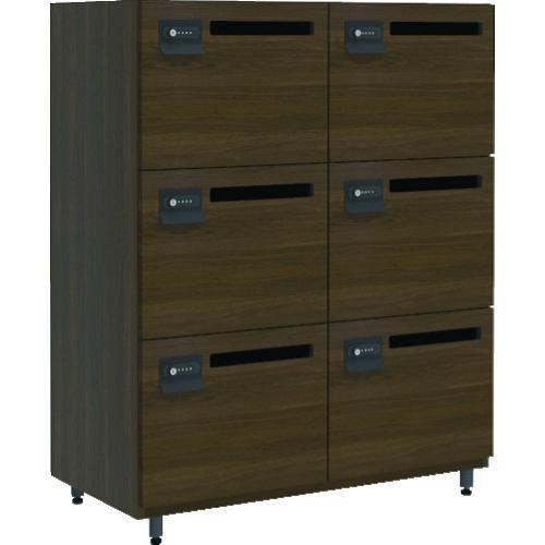 ■TRUSCO 木製パーソナルロッカー 2列3段 6人用 ウォールナット〔品番:WPL1290WN〕【2072955:0】[法人・..