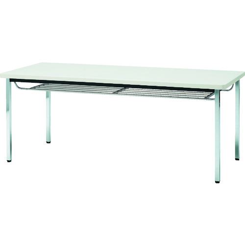 ■TRUSCO 会議用テーブル 1500X750XH700 下棚付 丸脚 ホワイト〔品番:TDST1575W〕【2082308:0】[法人・事業所限定][直送元][店頭受取不可]