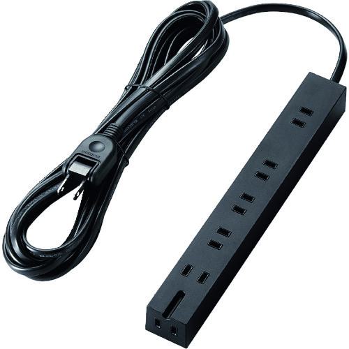 ■ELECOM 超強力磁石タップ 6個口(内3ピン1) 5m ブラック〔品番:TKM012650BK〕【2086275:0】[店頭受取不可]