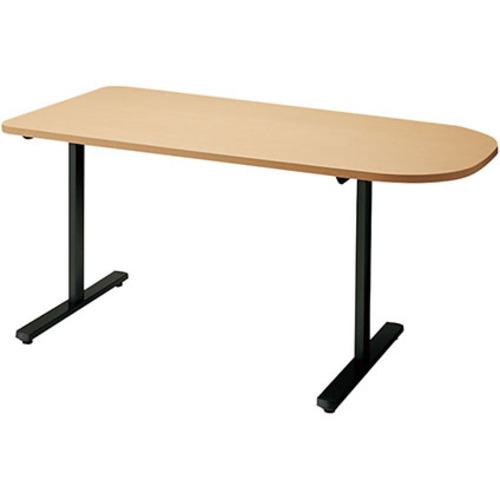 ■NAIKI ミーティングテーブル(配線無/半長円テーブル モプト MP型/天板:シルクウッド 脚:ブラック/W1800×D900×H720〔品番:MP1890SRBS〕【2088282:0】[送料別途見積り][法人・事業所限定][外直送][店頭受取不可]