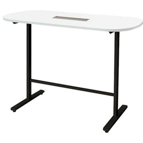 ■NAIKI ミーティングテーブル(配線付/長円テーブル ハイタイプ モプト MP型/天板:ホワイト 脚:ブラック/W1500×D750×H720〔品番:MPH1575WRHBH〕【2088314:0】[送料別途見積り][法人・事業所限定][外直送][店頭受取不可]