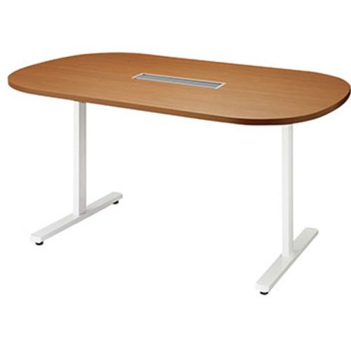 ■NAIKI ミーティングテーブル(配線付/長円テーブル モプト MP型/天板:ミディアムウォールナット 脚:クリアーホワイト/W1500×D750×H720〔品番:MP1575WRHWMW〕【2088315:0】[送料別途見積り][法人・事業所限定][外直送][店頭受取不可]