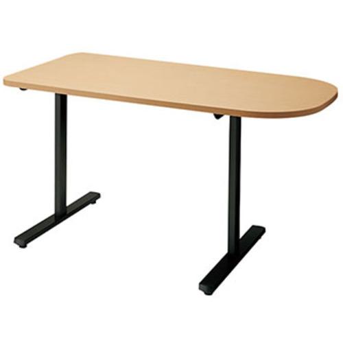 ■NAIKI ミーティングテーブル(配線無/半長円テーブル モプト MP型/天板:シルクウッド 脚:ブラック/W1500×D750×H720〔品番:MP1575SRBS〕【2137700:0】[送料別途見積り][法人・事業所限定][外直送][店頭受取不可]