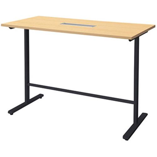 ■NAIKI ミーティングテーブル(配線付/直線テーブル ハイタイプ モプト MP型/天板:シルクウッド 脚:ブラック/W1500×D750×H1000〔品番:MPH1575HBS〕【2142437:0】[送料別途見積り][法人・事業所限定][外直送][店頭受取不可]