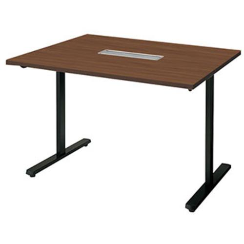 ■NAIKI ミーティングテーブル(配線付/直線テーブル モプト MP型/天板:ダークウォールナット 脚:ブラッ..