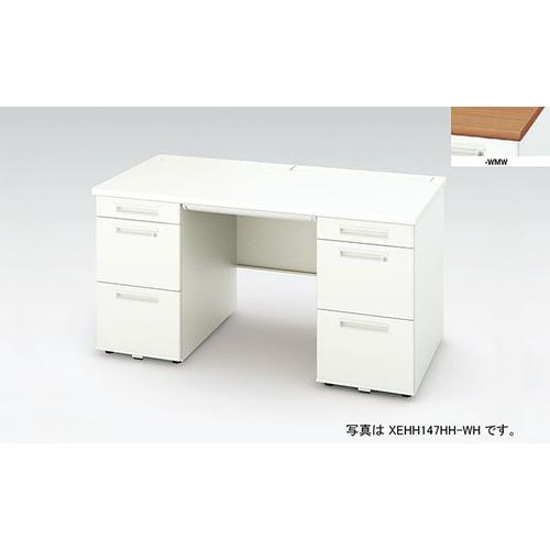■NAIKI 両袖デスク(ロングストローク XEHH型/天板:ミディアムウォールナット 本体:クリアーホワイト/W1600×D700×H720〔品番:XEHH167HHWMW〕【2175885:0】[送料別途見積り][法人・事業所限定][外直送][店頭受取不可]