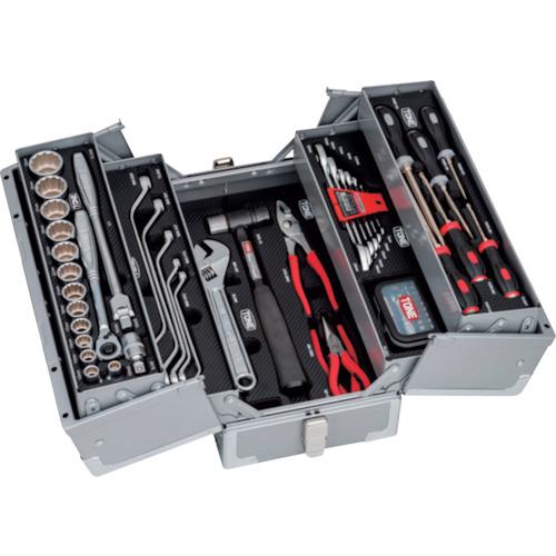 ■TONE 整備用工具セット ツールセット(シルバー) 間口433×奥行220×高さ240mm 差込角12.7mm〔品番:TSST43021SV〕【2304589:0】[法人・事業所限定][外直送元][店頭受取不可]