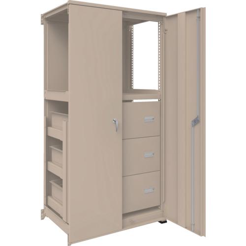 ■TRUSCO M3型中量棚 背板・扉付 W900XD595XH1800 HM型深型引出し3段付 連結〔品番:M36363HM93SDB〕【2442066:0】[送料別途見積り][法人・事業所限定][直送][店頭受取不可]