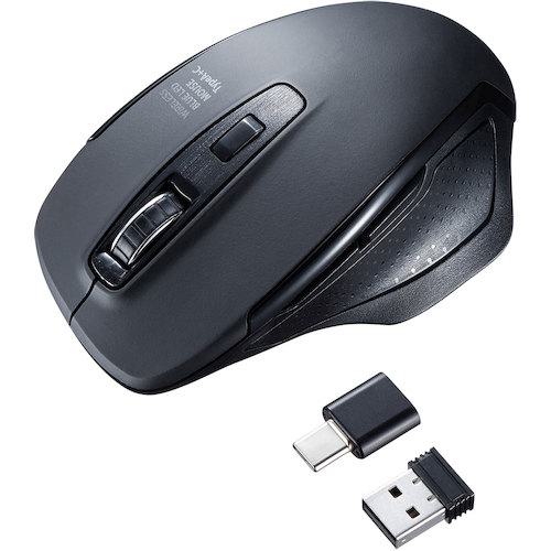 ■SANWA 静音ワイヤレスブルーLEDマウス〔品番:MAWBLC169BK〕【2464512:0】[店頭受取不可]