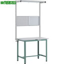 ■TRUSCO 軽荷重作業台(300kg)AE型 900X750XH1948(全高) ツールハンガーフルセット付 グリーン色〔品番:RAE0975THFS〕【2...