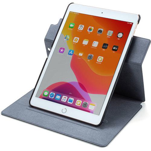 ■SANWA iPad 10.2インチ 360度回転スタンドケース ブラック〔品番:PDAIPAD1619BK〕【2499889:0】[法人・事業所限定][外直送元][店頭受取不可]
