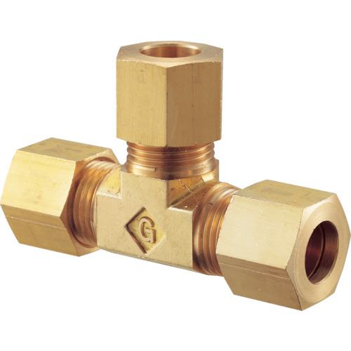■フジトク 黄銅製ユニオンチーズ ティー Φ8 銅管用 くい込み継手〔品番:GTI8B〕【2520168:0】[店頭受取不可]