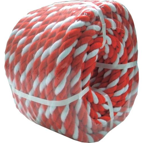 ■まつうら アクリル紅白ロープ(3打ち)12mmΦ×50m 丸巻パック〔品番:REDWHR1250P〕【2543769:0】[送料別途見積り][法人・事業所限定][外直送][店頭受取不可]