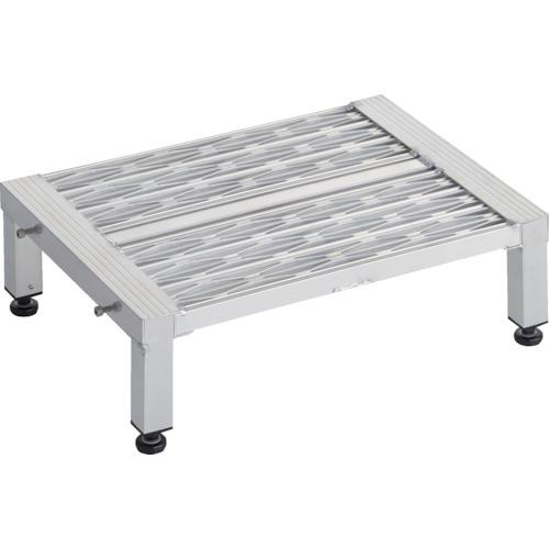 ■TRUSCO 高床式アルミ製ステップ グレーチング仕様 600X450XH190~220〔品番:TFSGH0645AL〕【2579909:0..