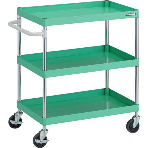 ■TRUSCO ツールワゴン フェニックスワゴン 抗ウィルスハンドル 省音 750X500XH880 3段 ヤンググリーン〔品番:PEW973AYG〕【2580243:0】[直送DS][店頭受取不可]