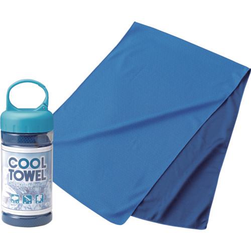 ■緑十字 冷感タオル クールタオル(カラビナボトル付) ブルー 300×950mm 〔品番:375670〕【2590738:0】[店頭受取不可]のサムネイル