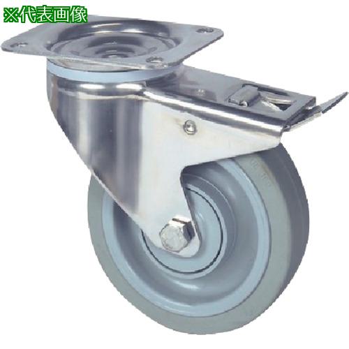 ■テンテキャスター プレート式キャスター“ALPHA”(タイヤ痕レスタイプ・ステンレス金具) φ100 自在式(トータルロック付)〔品番:8477UFX100P62〕【2599534:0】[法人・事業所限定][外直送元][店頭受取不可]