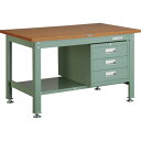 ■TRUSCO 中荷重作業台(1200kg)HW型 1200X750XH740 3段引出付 グリーン色 緑〔品番:HW1200D3〕【2783002:0】[法人...