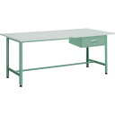 ■TRUSCO 軽荷重作業台(300kg)AE型 1200X900XH740 1段引出付 グリーン色〔品番:RAE1209F1〕【2784378:0】[法人・事...