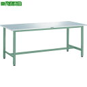 ■TRUSCO 軽荷重作業台(300kg)AE型 1800X600XH740 ステンレス張り グリーン色〔品番:AE1860SUS〕【2849950:0】[法人...