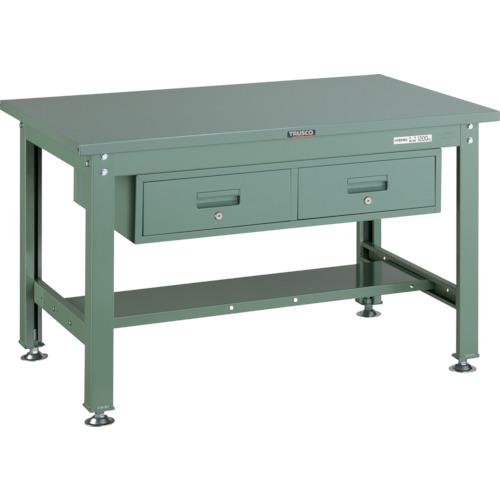 ■TRUSCO 中荷重作業台(1200kg)HW型 1200X750XH740 2列引出付 グリーン色 緑〔品番:SHW1200FL2〕【2891859:0】[法人・事業所限定][直送元][店頭受取不可](3)