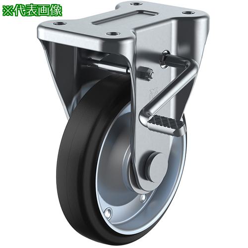 ■ユーエイ プレート式 固定 キャスター ゴム 車輪径200mm ストッパー付き Jタイプ KB(R)型 取付寸法112×63〔品番:WKB200R〕【2963752:0】[店頭受取不可]