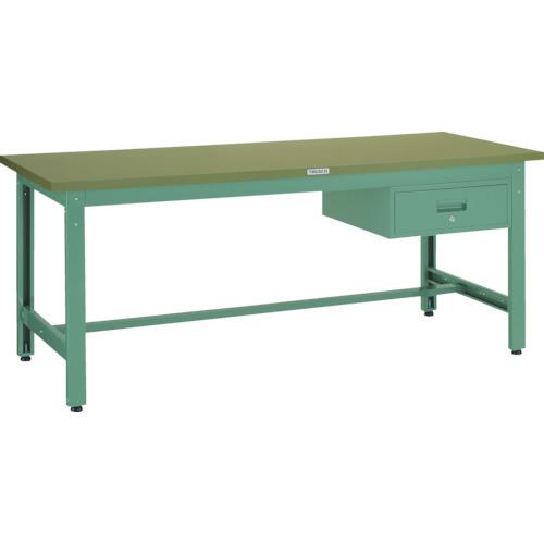 ■TRUSCO 中荷重作業台(800kg)GW型 1800X750XH740 1段引出付 グリーン色〔品番:GWP1875F1〕【3012085:0】[法人・事業所限定][直送元][店頭受取不可]