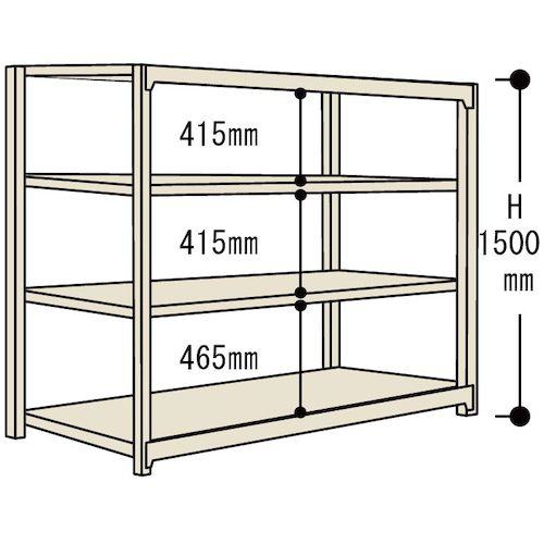 ■ヤマテック ボルトレス軽量ラック(150kg/段) W1800×D450×H1500mm(天地4段)〔品番:1.5S56454G〕【3217417:0】[法人・事業所限定][外直送元][店頭受取不可]