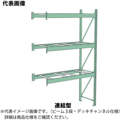 《メーカー》山金工業（株）《品番》10S362309-3GR《特長》●パレット積み荷物の保管に最適です。●棚側面の水平トラス・傾斜トラスにより、水平力に対し抜群の強度を発揮します。●ビームは梁材として理想的なパイプ状の形状です。●ビームはパイプ形状を採用、C型形状に比べ高い強度を発揮します。●デッキチャンネルは、はめ込み式のため積載物に合わせた位置にセット可能です。●支柱には角パイプ形状を採用し、一般的に使用されているC型形状のパイプと比べ、曲げ・ネジレ・圧縮に対して非常に強靭です。《用途》●工場、倉庫、物流センター、物流現場、ロジスティクスセンター、バックヤードの収納・保管に。《仕様》●間口(mm):有効2300●奥行(mm):900●高さ(mm):3600●有効間口(mm):2300●色:ライトグリーン●均等積載量(kg/段):1000●ビーム段数:3●本体仕様:連結型●仕様:デッキチャンネル4本/段《仕様2》《原産国（名称）》日本《材質／仕上》●本体:スチール●デッキチャンネル:メッキ鋼板《セット内容／付属品》《注意》●受注生産品のため、ご注文後の仕様変更、キャンセル等はお受けいたしかねます。●大型・重量品のため、配達の際は車上渡し・部材渡しとなります。お客様にて、荷降ろしいただく為の人員確保、及びフォークリフト等のご準備をお願いいたします。●送料別途、搬入及び施工費別途の商品です。●重量物積載用のラックのため、コンクリート床へのアンカーボルト固定必須の商品となります。予めご了承ください。《JANコード》4573581441877《本体質量》149.2kg※こちらの商品は送料無料対象外です。※「送料無料」と表示されても別途送料が必要となりますのでご注意ください。ヤマテック　パレットラック　1000kg／段　　W2300×D900×H3600mm　　ビーム3段デッキチャンネル4本／段　　ライトグリーン　連結型〔品番：10S362309-3GR〕[注番:3236325][本体質量：149.2kg]《包装時基本サイズ：××》〔包装時質量：〕分類》物流・保管用品》物品棚》パレットラック☆納期情報：取寄管理コード(903) 掲載外商品