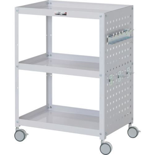 ■ヤマテック コンビニワゴン 双輪キャスター パンチングパネル付き3段 W600×D400×H832mm パールピンク〔品番:WCPS3P〕【3241905:0】[法人・事業所限定][外直送元][店頭受取不可]