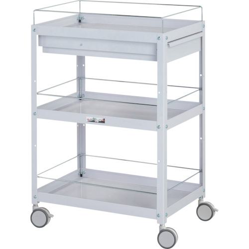 ■ヤマテック コンビニワゴン 双輪キャスター コボレ止め・キャビネット付き3段 W600×D400×H892mm パールピンク〔品番:WCFCS3P〕【3242566:0】[法人・事業所限定][外直送元][店頭受取不可]