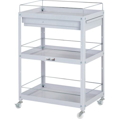 ■ヤマテック コンビニワゴン ナイロンキャスター コボレ止め・キャビネット付3段 W600×D400×H870mm パールピンク〔品番:WCFCN3P〕【3242843:0】[法人・事業所限定][外直送元][店頭受取不可]