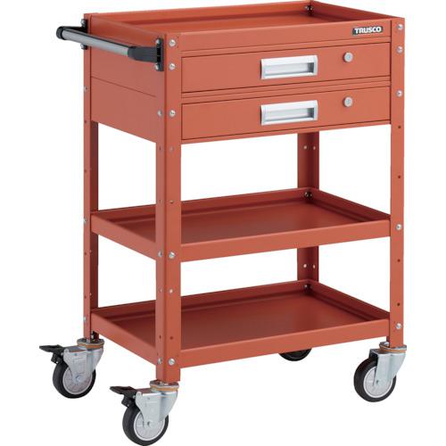 ■TRUSCO ツールワゴン バーディワゴン 600X400 引出2段付 ウレタン車輪 オレンジ〔品番:BDW963V2UOROR〕【3268129:0】[店頭受取不可]