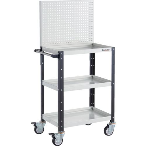■TRUSCO ツールワゴン バーディワゴン 上部パンチングパネル付 600X400X1330 ウレタン車輪 ホワイト/ブラック〔品番:BDWP963UWBK〕【3268669:0】[店頭受取不可]